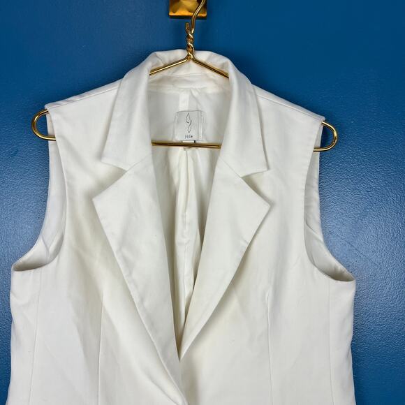 Joie White Sleeveless Blazer Collared Vest Button Front Lapel Career Sz 10 - Picture 5 of 7